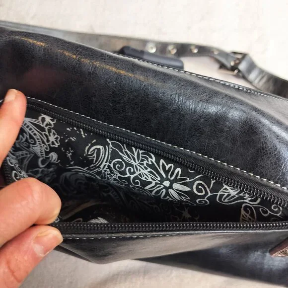 Joanel Black Leather Hobo Shoulder Bag with Studded Hardware – Canadian Design - Picture 9 of 14